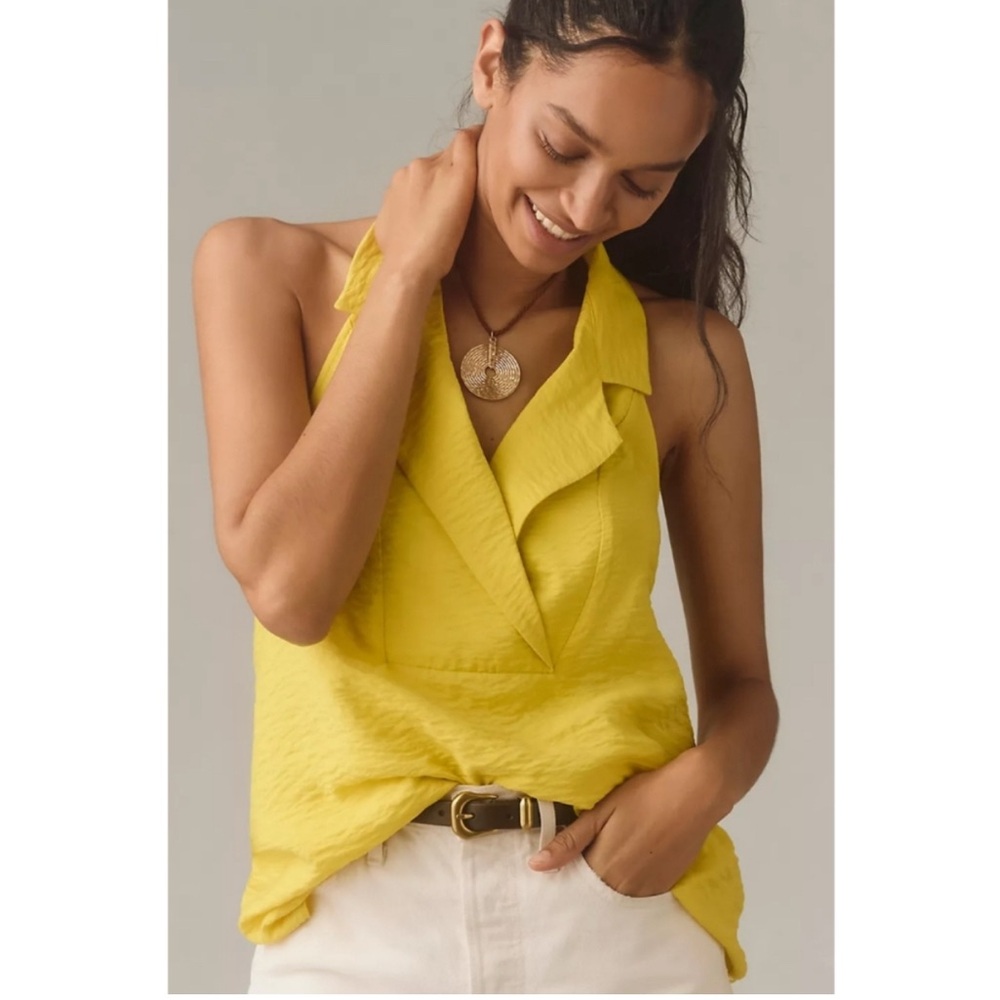 Anthropologie Dylon Sleeveless Wide-Placket Top
